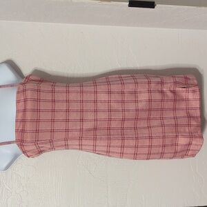 Y2K Cute Pink Plaid Coquette Soft Girl Picnic Mini Dress Winery Barbie Chic